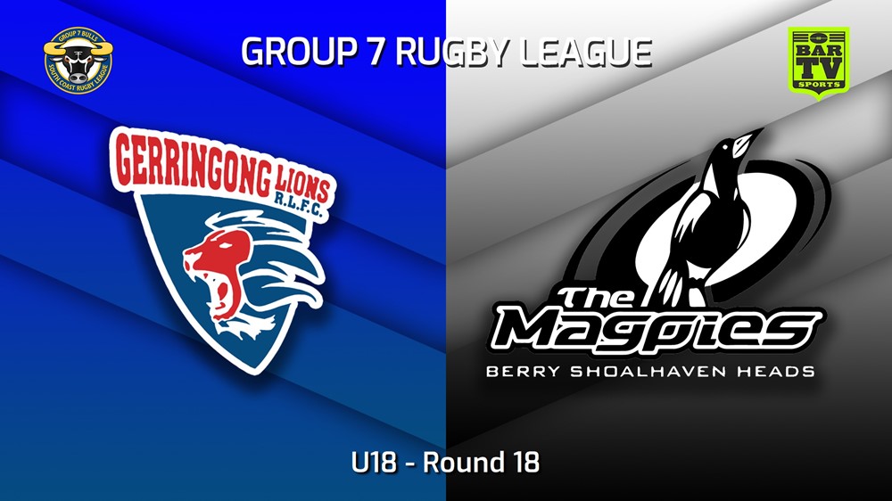220827-South Coast Round 18 - U18 - Gerringong Lions v Berry-Shoalhaven Heads Magpies Slate Image