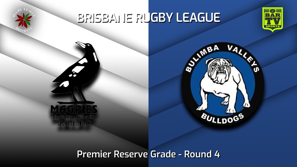 230415-BRL Round 4 - Premier Reserve Grade - Southern Suburbs Magpies v Bulimba Valleys Bulldogs Slate Image