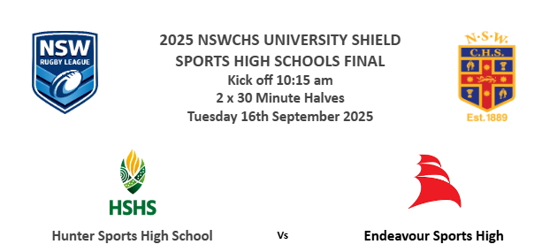 250916-video-NSW Combined High Schools Rugby League Final - 2025 NSWCHS UNIVERSITY SHIELD - Hunter Sports High School v Endeavour Sports Minigame Slate Image