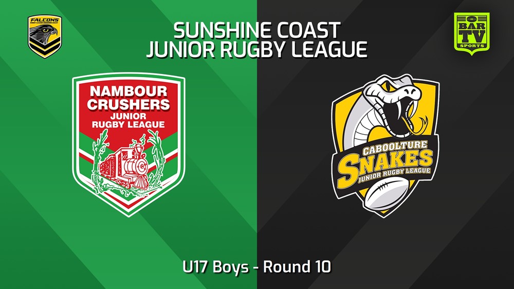 240608-video-Sunshine Coast Junior Rugby League Round 10 - U17 Boys - Nambour Crushers JRL v Caboolture Snakes JRL Slate Image