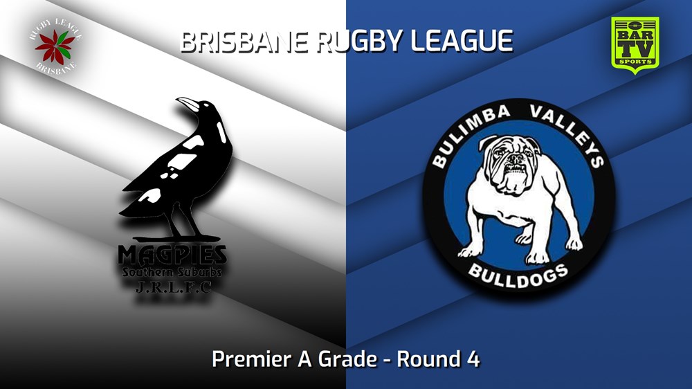 230415-BRL Round 4 - Premier A Grade - Southern Suburbs Magpies v Bulimba Valleys Bulldogs Slate Image