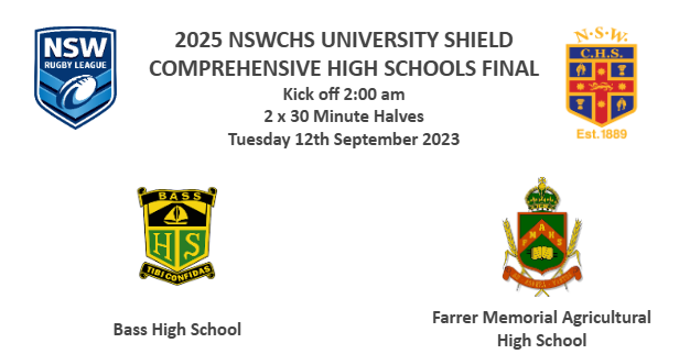 250916-video-NSW Combined High Schools Rugby League Final - 2025 NSWCHS UNIVERSITY SHIELD  COMPREHENSIVE HIGH SCHOOLS FINAL - Bass High School v FARRER MAHS Minigame Slate Image