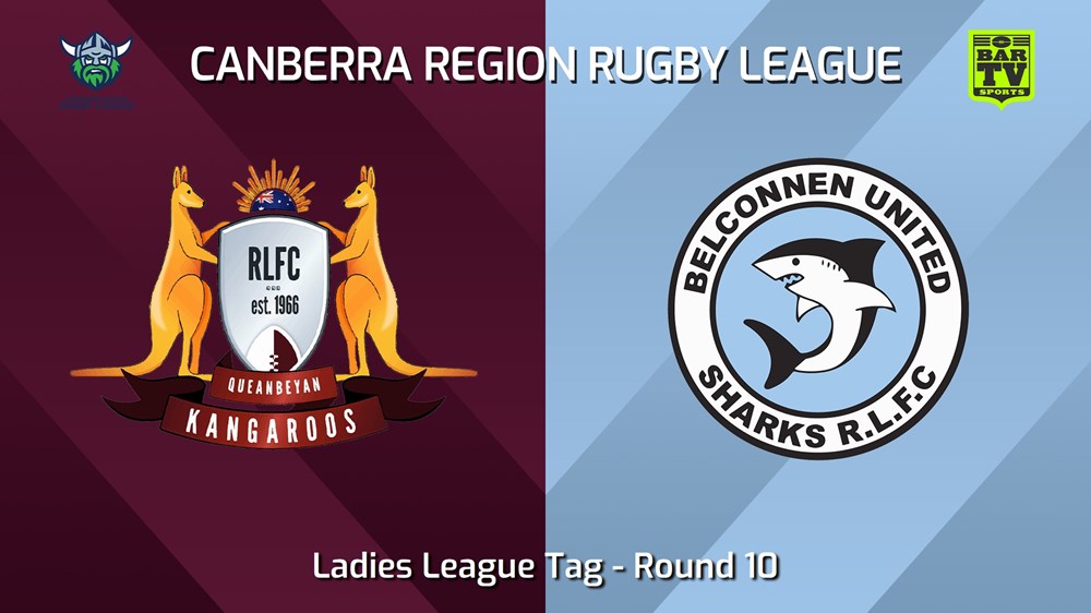 240615-video-Canberra Round 10 - Ladies League Tag - Queanbeyan Kangaroos v Belconnen United Sharks Slate Image
