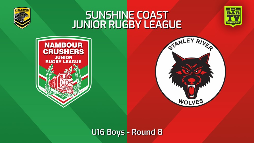240524-video-Sunshine Coast Junior Rugby League Round 8 - U16 Boys - Nambour Crushers JRL v Stanley River Wolves JRL Slate Image