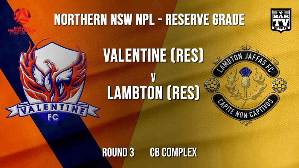NPL NNSW RES Round 3 - Valentine Phoenix FC (Res) v Lambton Jaffas FC (Res) Slate Image