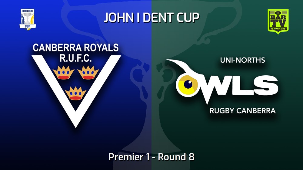 220618-John I Dent (ACT) Round 8 - Premier 1 - Canberra Royals v UNI-Norths Slate Image