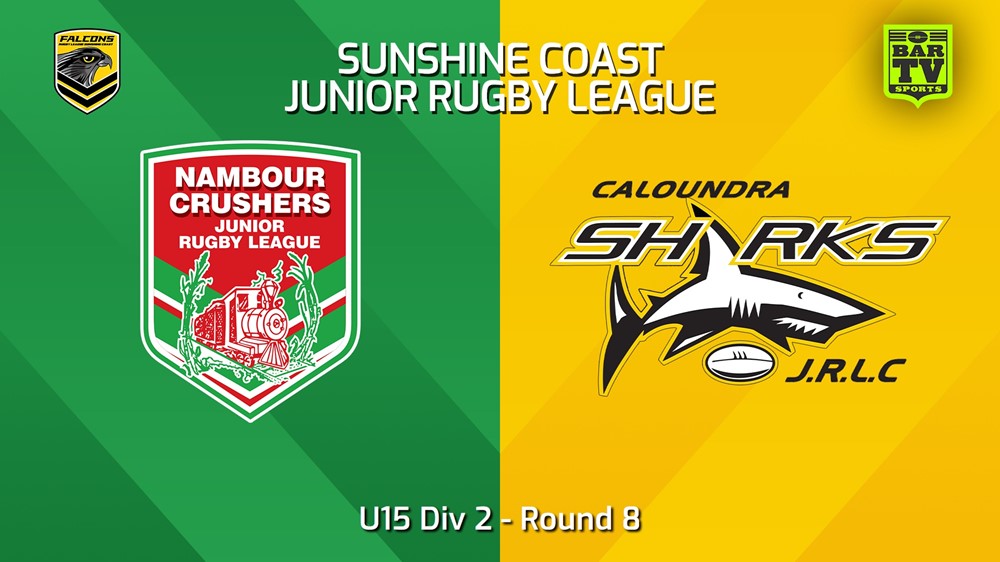 240524-video-Sunshine Coast Junior Rugby League Round 8 - U15 Div 2 - Nambour Crushers JRL v Caloundra Sharks JRL Slate Image