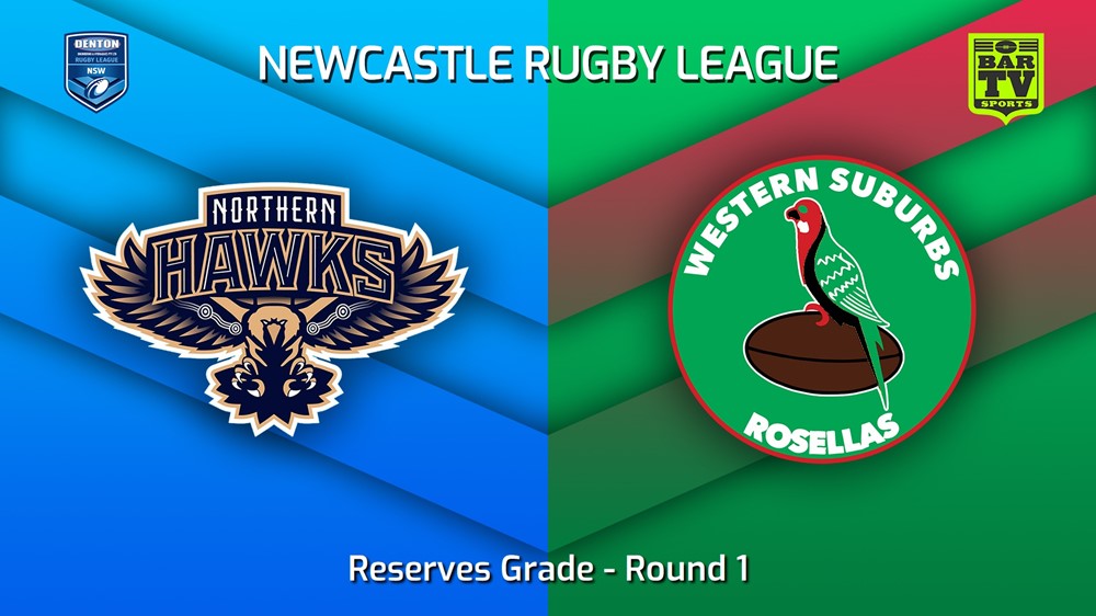 230326-Newcastle RL Round 1 - Reserves Grade - Northern Hawks v Western Suburbs Rosellas Slate Image