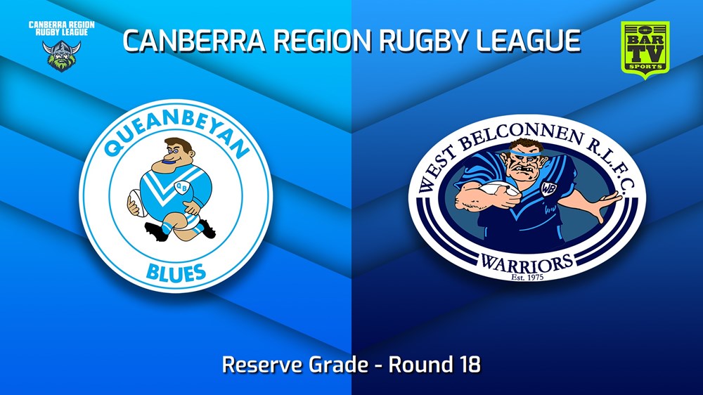 220827-Canberra Round 18 - Reserve Grade - Queanbeyan Blues v West Belconnen Warriors Slate Image