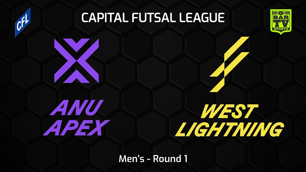 231022-Capital Football Futsal Round 1 - Men's - ANU Apex v West Canberra Lightning Slate Image