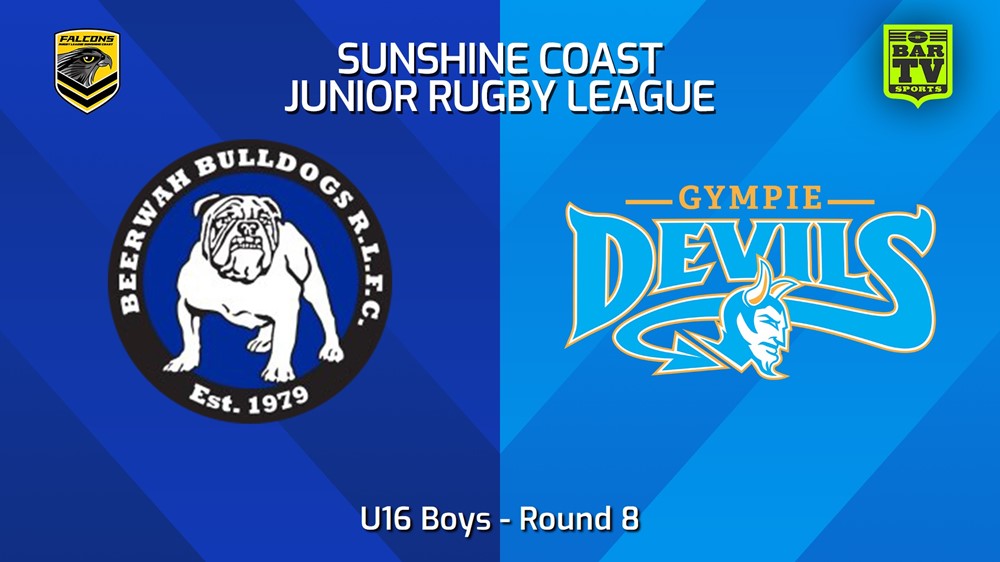 240524-video-Sunshine Coast Junior Rugby League Round 8 - U16 Boys - Beerwah Bulldogs JRL v Gympie Devils JRL Slate Image