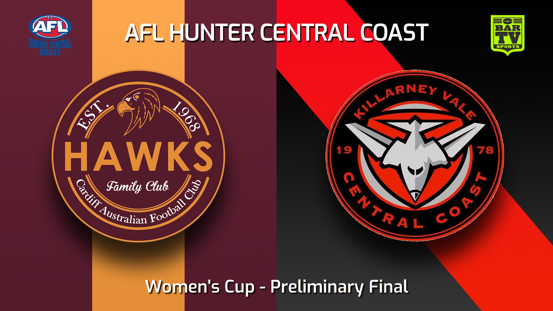 250906-video-AFL Hunter Central Coast Preliminary Final - Women's Cup - Cardiff Hawks v Killarney Vale Bombers Slate Image