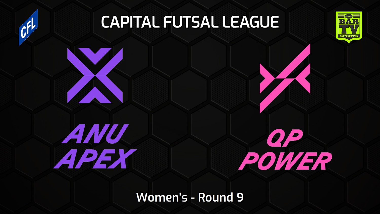 231216-Capital Football Futsal Round 9 - Women's - ANU Apex v Queanbeyan-Palerang Power Minigame Slate Image