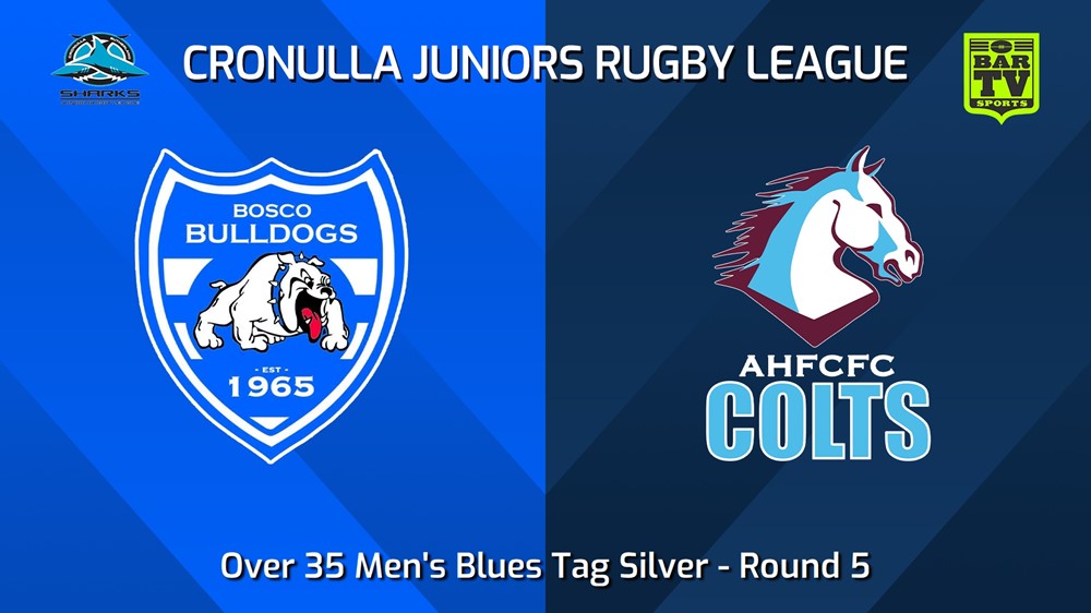 240518-video-Cronulla Juniors Round 5 - Over 35 Men's Blues Tag Silver - St John Bosco Bulldogs v Aquinas Colts Slate Image