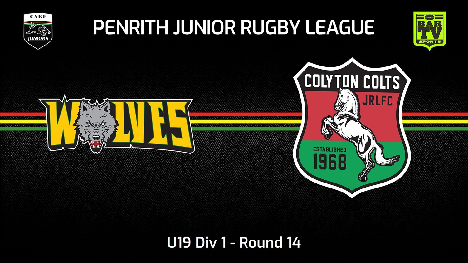230730-Penrith & District Junior Rugby League Round 14 - U19 Div 1 - Windsor Wolves v Colyton Colts Minigame Slate Image