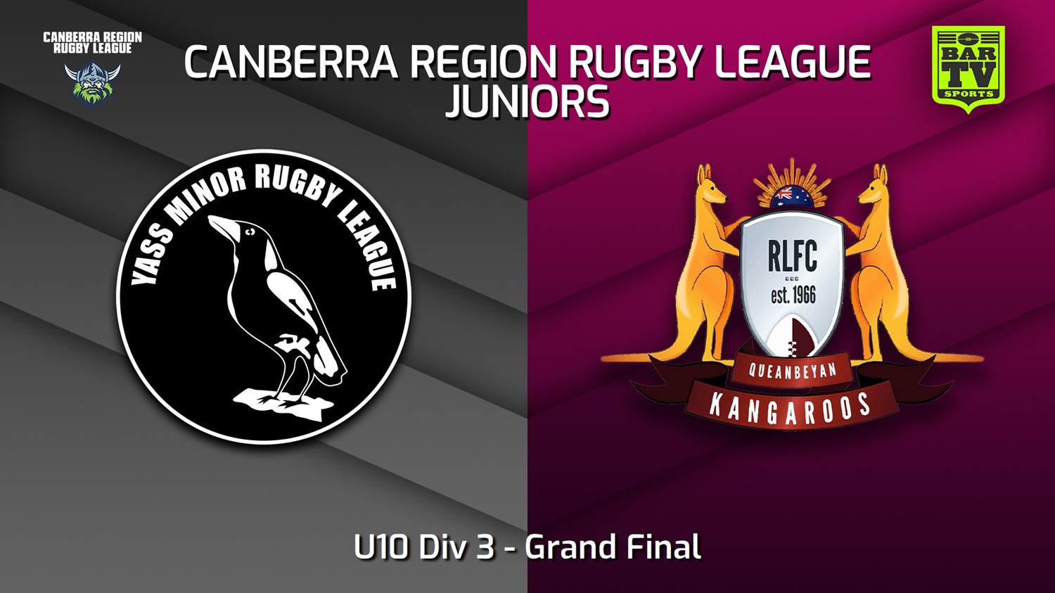 230909-2023 Canberra Region Rugby League Juniors Grand Final - U10 Div 3 - Yass Magpies Juniors v Queanbeyan Kangaroos Juniors Slate Image