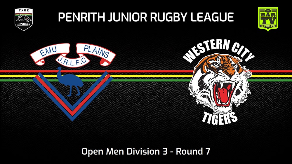 240525-video-Penrith & District Junior Rugby League Round 7 - Open Men Division 3 - Emu Plains RLFC v Western City Tigers Slate Image