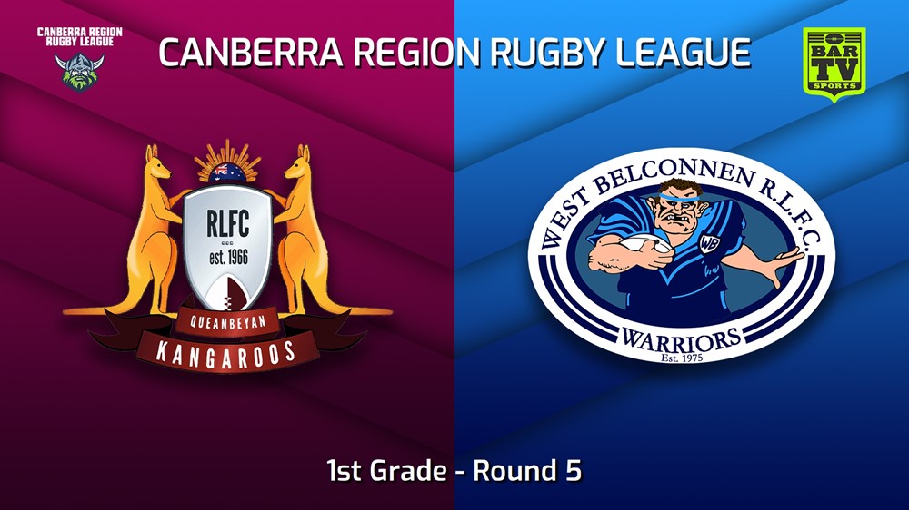 230513-Canberra Round 5 - 1st Grade - Queanbeyan Kangaroos v West Belconnen Warriors Slate Image