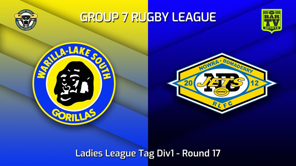 220821-South Coast Round 17 - Ladies League Tag Div1 - Warilla-Lake South Gorillas v Nowra-Bomaderry Jets Slate Image